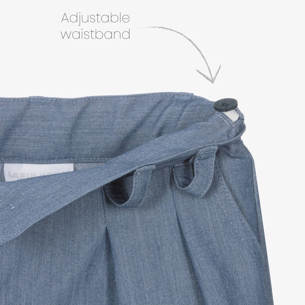 Lapin House-Girls Blue Chambray Cropped Trousers | Childrensalon Outlet