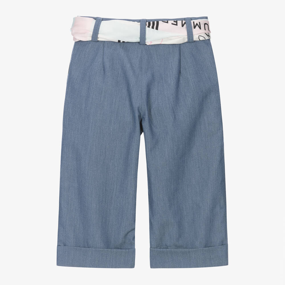 Lapin House-Girls Blue Chambray Cropped Trousers | Childrensalon Outlet