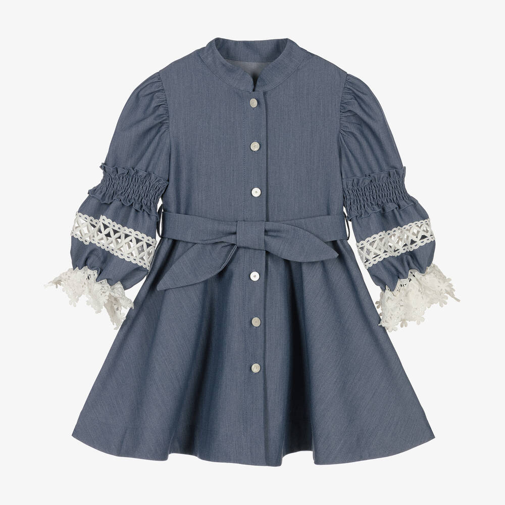 Lapin House - Girls Blue Chambray Shirt Dress | Childrensalon