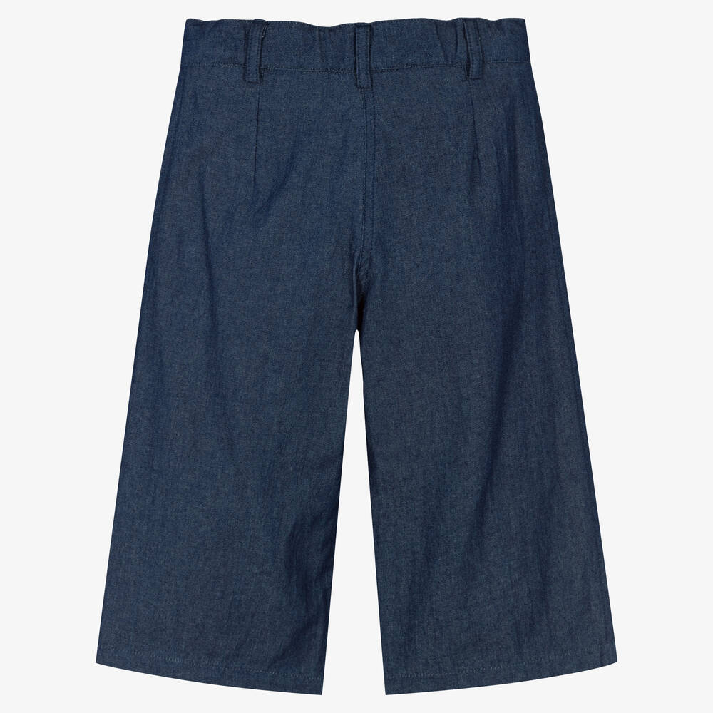 Lapin House-Girls Blue Cotton Chambray Culottes | Childrensalon Outlet