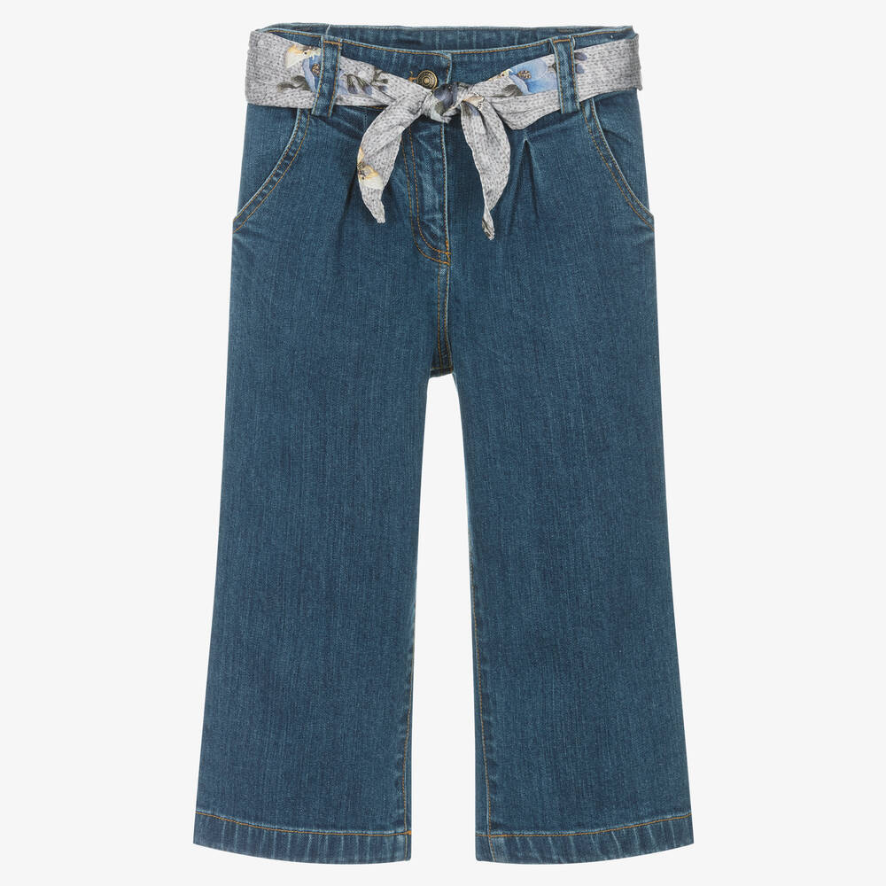 Lapin House - Girls Blue Cotton Denim Jeans | Childrensalon