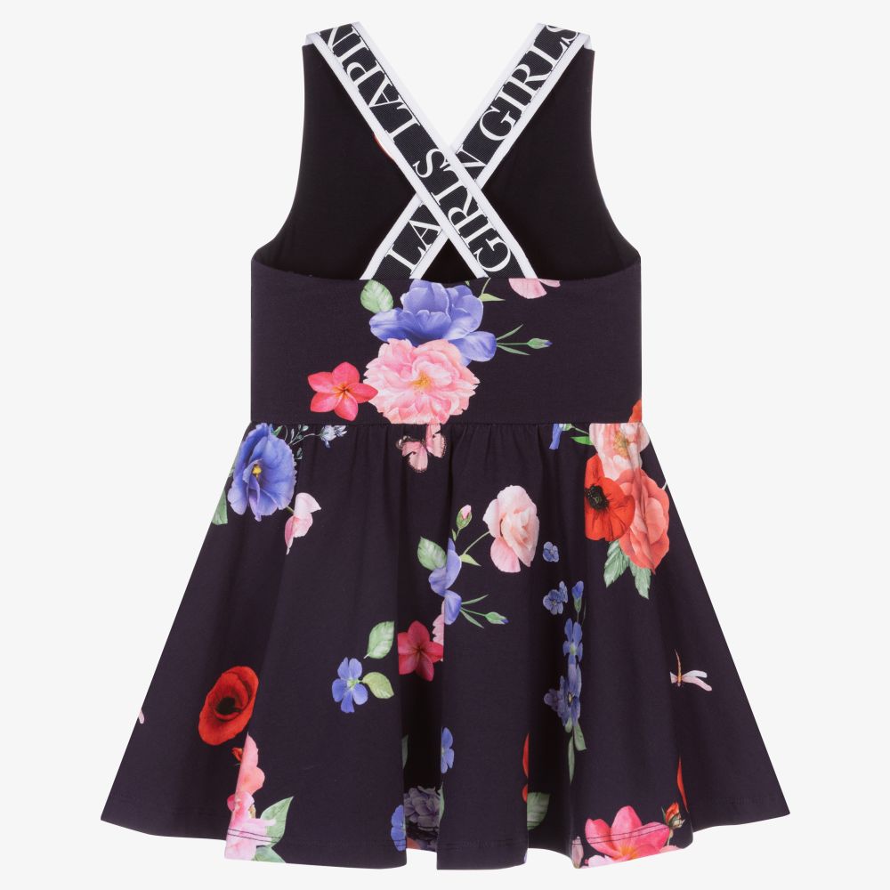 Lapin House-Girls Blue Cotton Floral Dress | Childrensalon Outlet