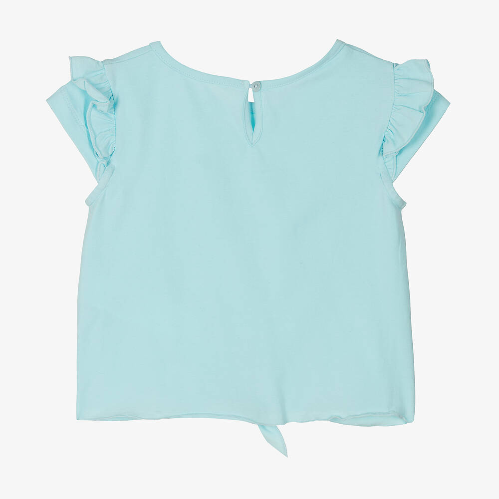 Lapin House-Girls Blue Cotton Flower T-Shirt | Childrensalon Outlet