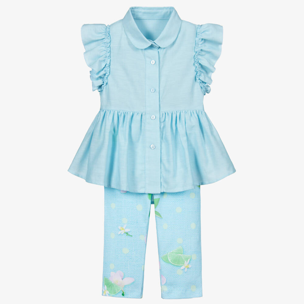 Lapin House-Girls Blue Cotton Leggings Set | Childrensalon Outlet