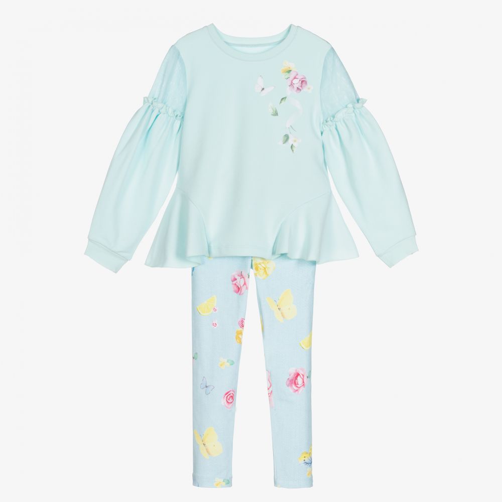 Lapin House-Girls Blue Cotton Leggings Set | Childrensalon Outlet