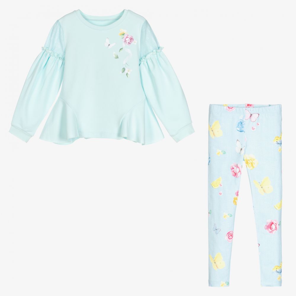 Lapin House-Girls Blue Cotton Leggings Set | Childrensalon Outlet