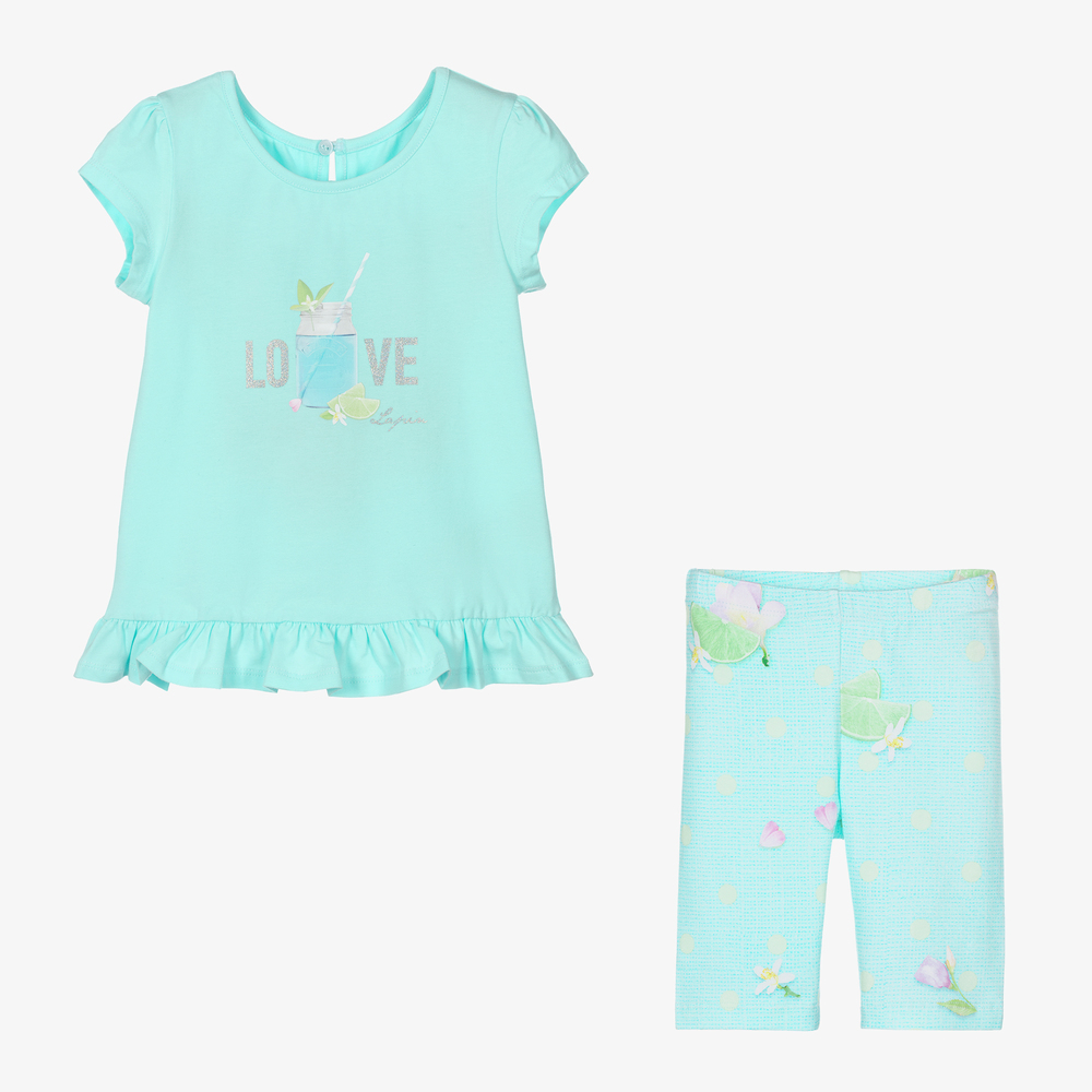 Lapin House-Girls Blue Cotton Leggings Set | Childrensalon Outlet