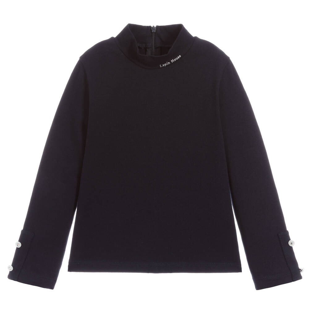 Lapin House - Blauer Rollkragenpullover für Mädchen | Childrensalon