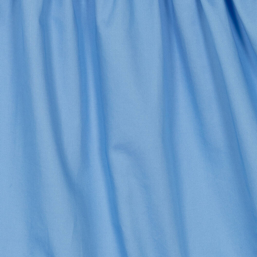 Lapin House-فستان قطن ساتين لون أزرق مزين بكشكش | Childrensalon Outlet