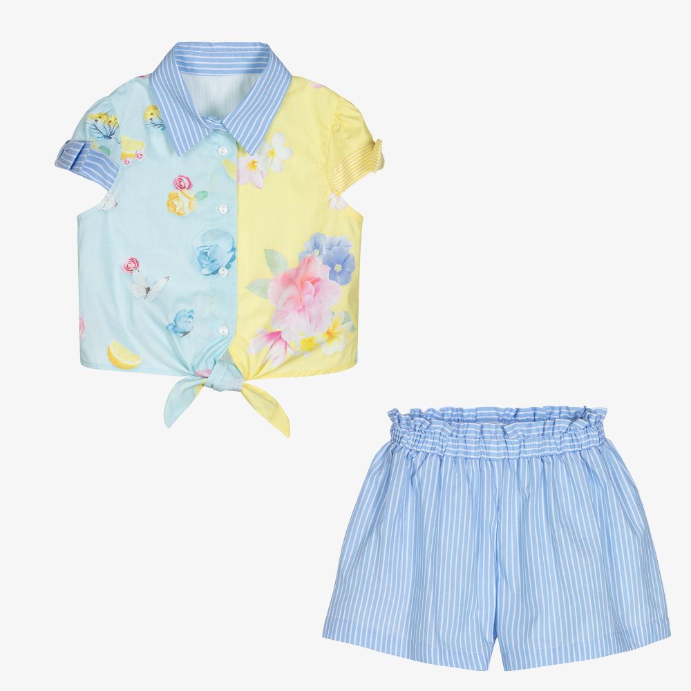 Lapin House-Топ и голубые шорты из хлопка для девочек | Childrensalon Outlet
