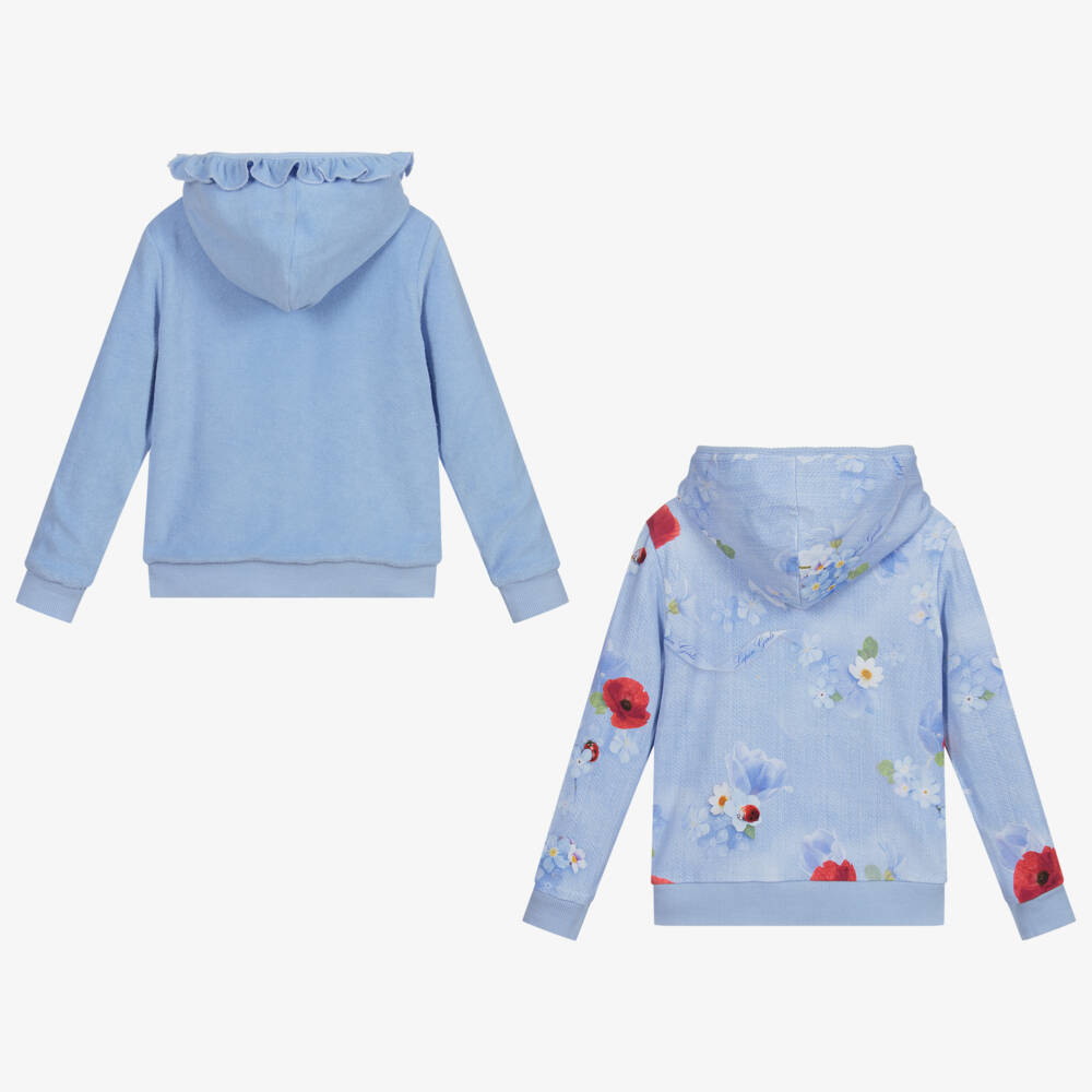 Lapin House-Girls Blue Cotton Zip-Up Top | Childrensalon Outlet