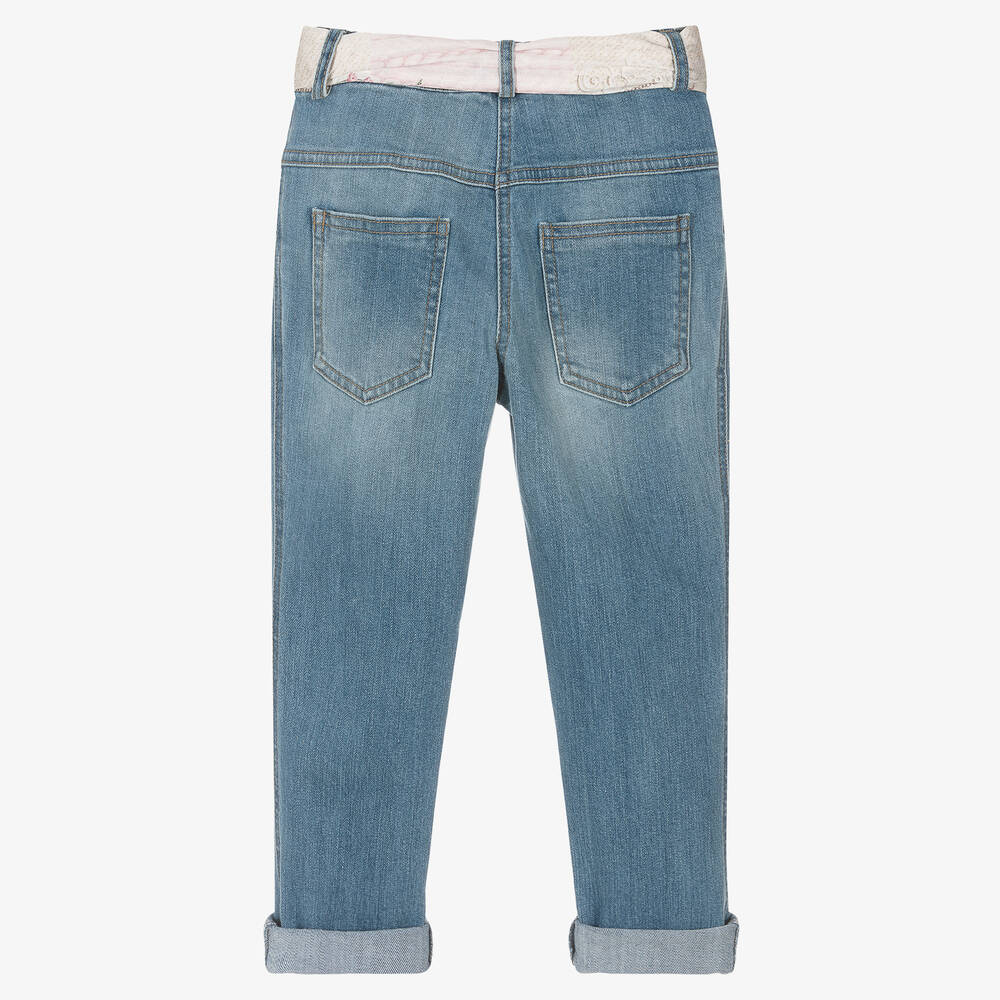 Lapin House-Girls Blue Denim Floral Jeans | Childrensalon Outlet