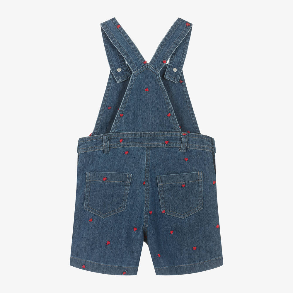 Lapin House-Girls Blue Denim Heart Dungaree Shorts | Childrensalon Outlet