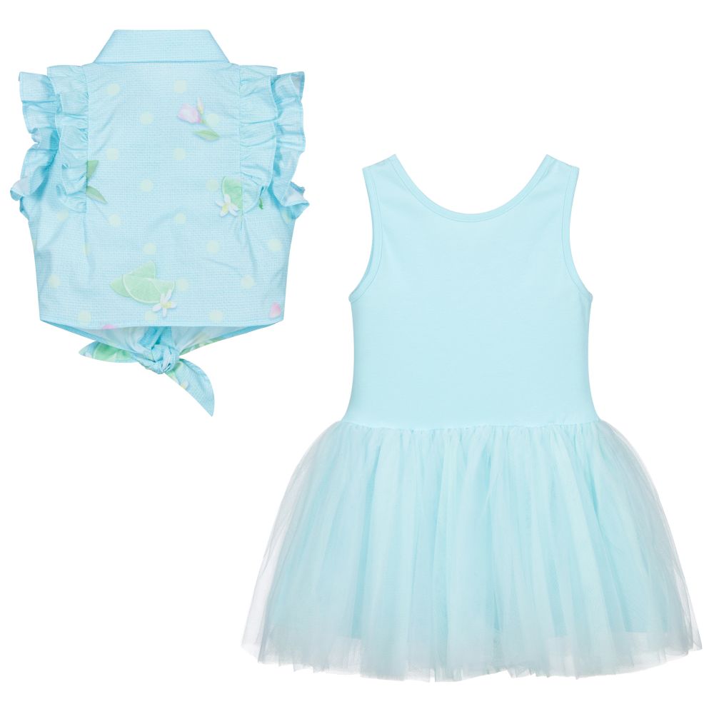 Lapin House-Girls Blue Dress & Blouse Set | Childrensalon Outlet