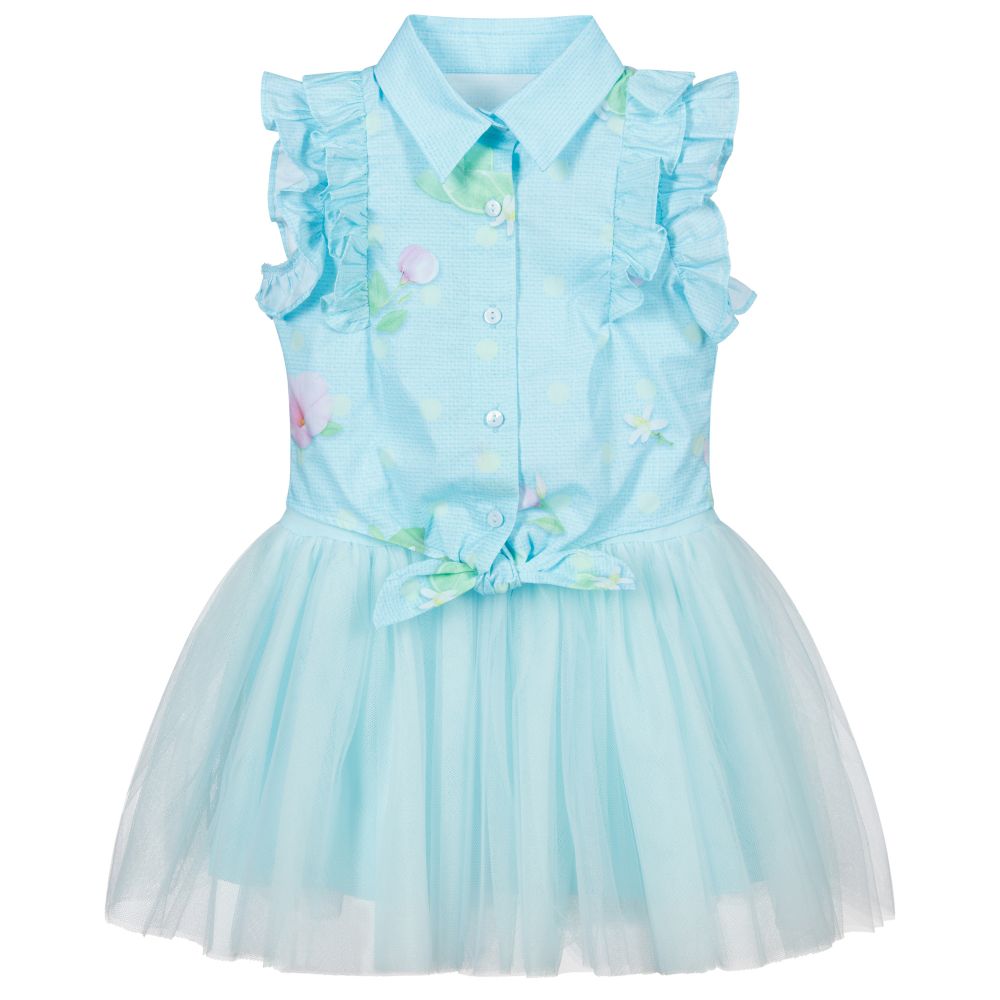 Lapin House - Blaues Set aus Kleid und Bluse für Mädchen | Childrensalon