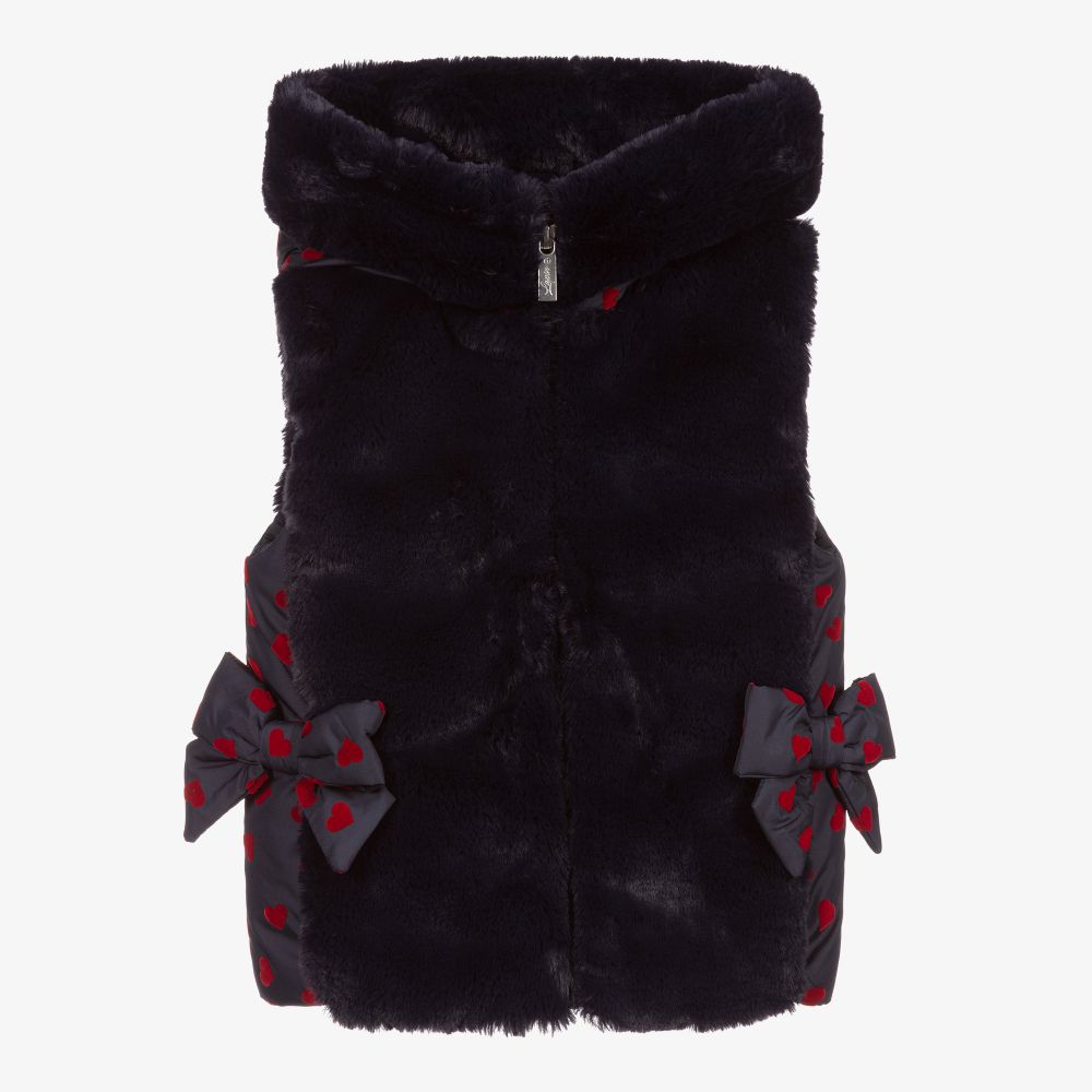 Lapin House - Girls Blue Faux Fur Gilet | Childrensalon