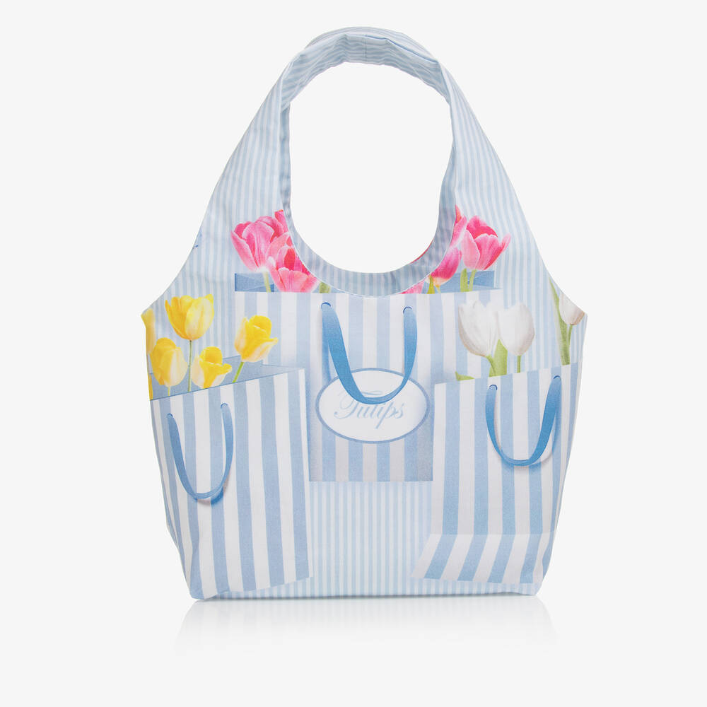 Lapin House - Blaue Tasche mit Blumen (26 cm) | Childrensalon