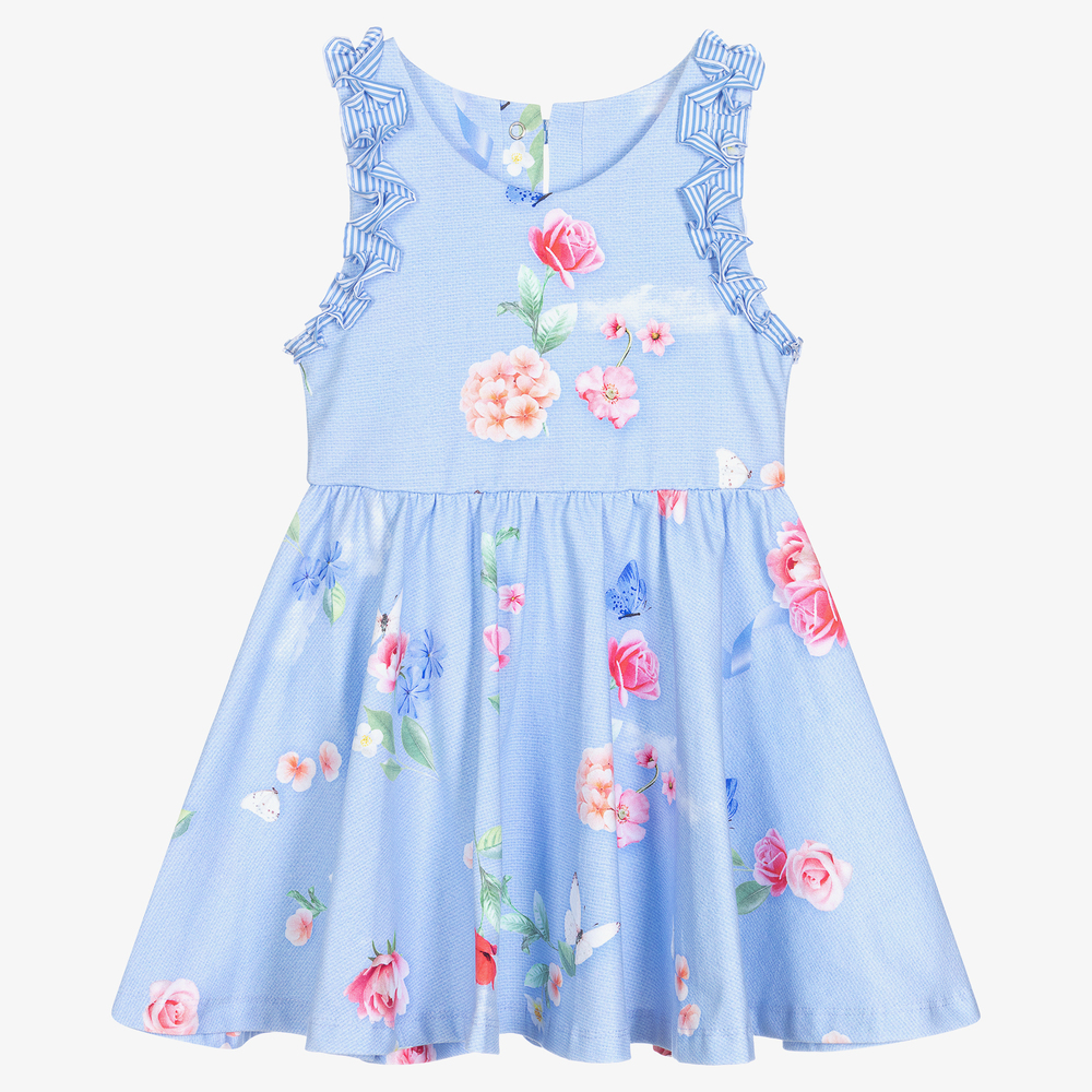 Lapin House - Blaues, geblümtes Baumwollkleid (M) | Childrensalon