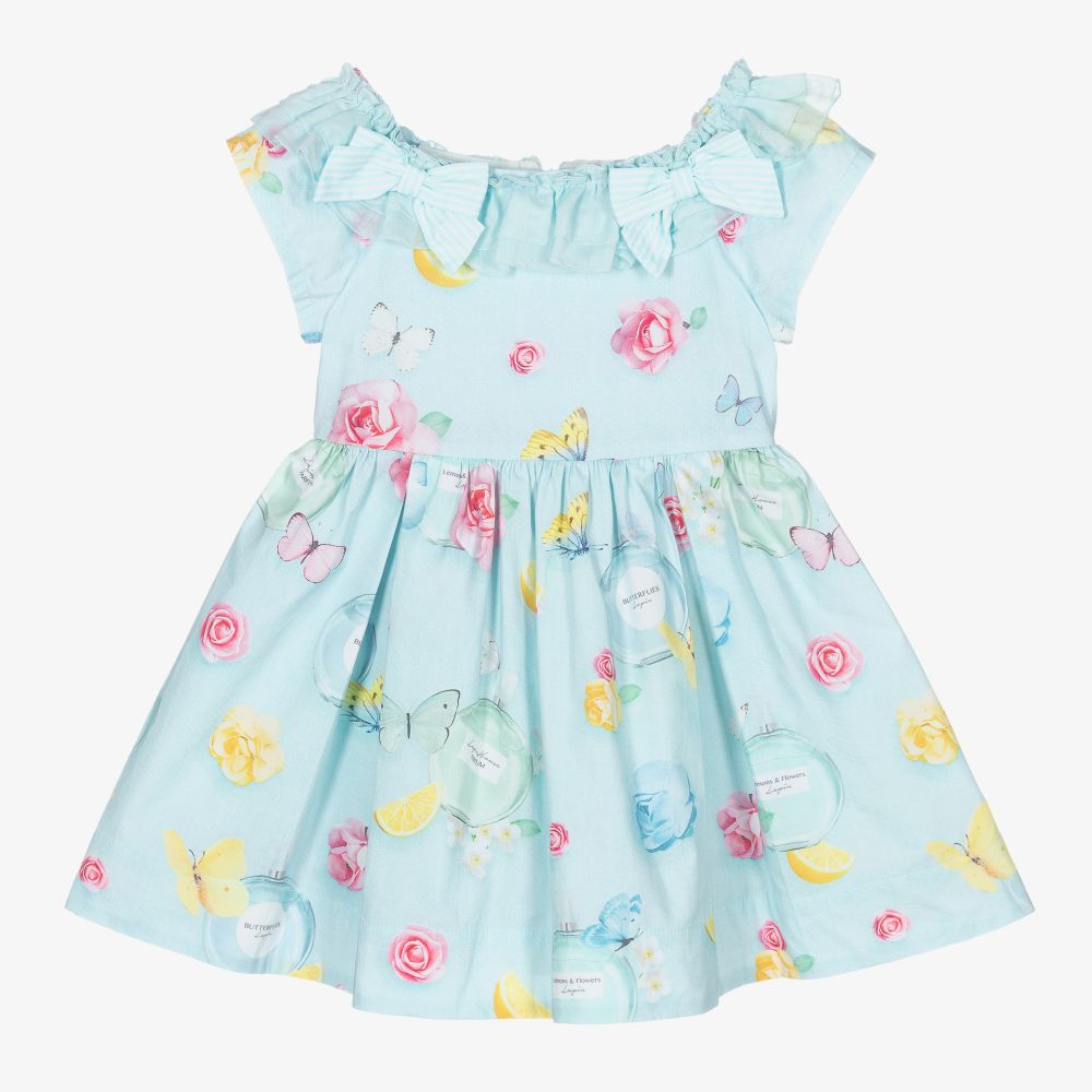 Lapin House - Girls Blue Floral Cotton Dress | Childrensalon