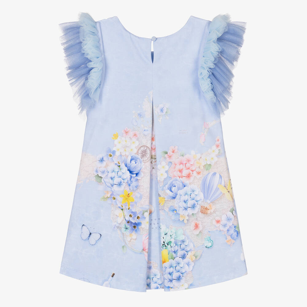 Lapin House-Girls Blue Floral Cotton Dress | Childrensalon Outlet