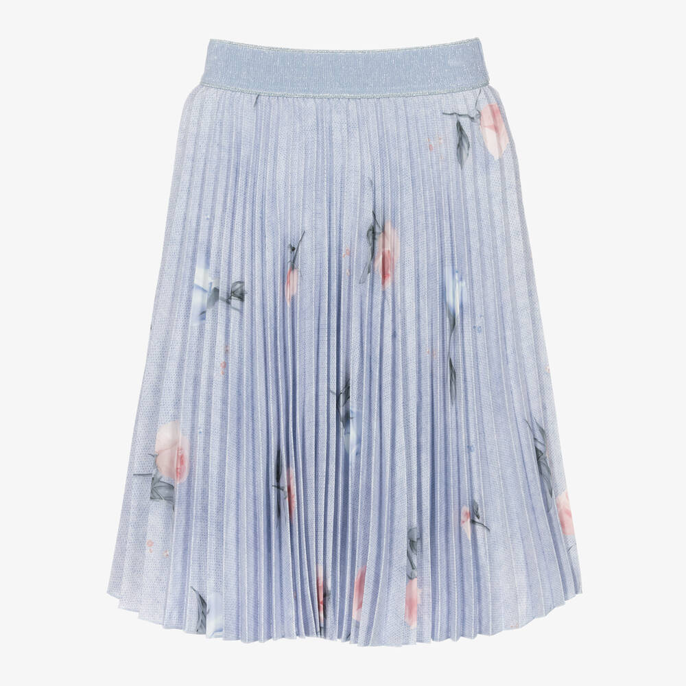 Lapin House - Girls Blue Floral Pleated Skirt | Childrensalon