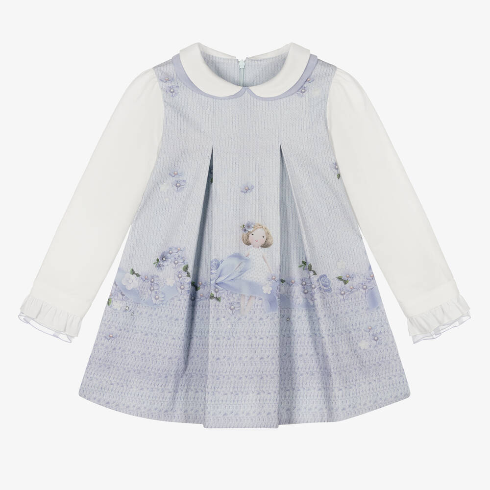 Lapin House-Girls Blue Knit Print Dress | Childrensalon Outlet