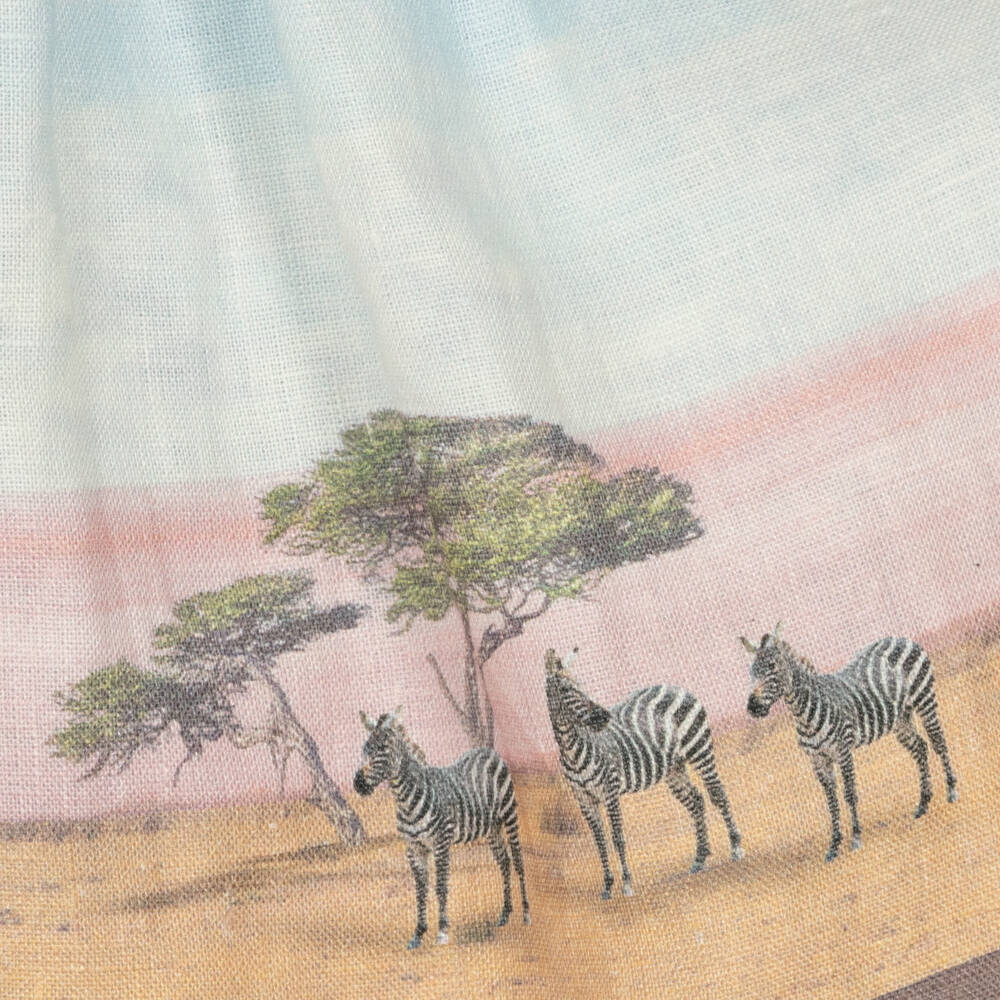 Lapin House-Girls Blue Linen Safari Print Dress | Childrensalon Outlet