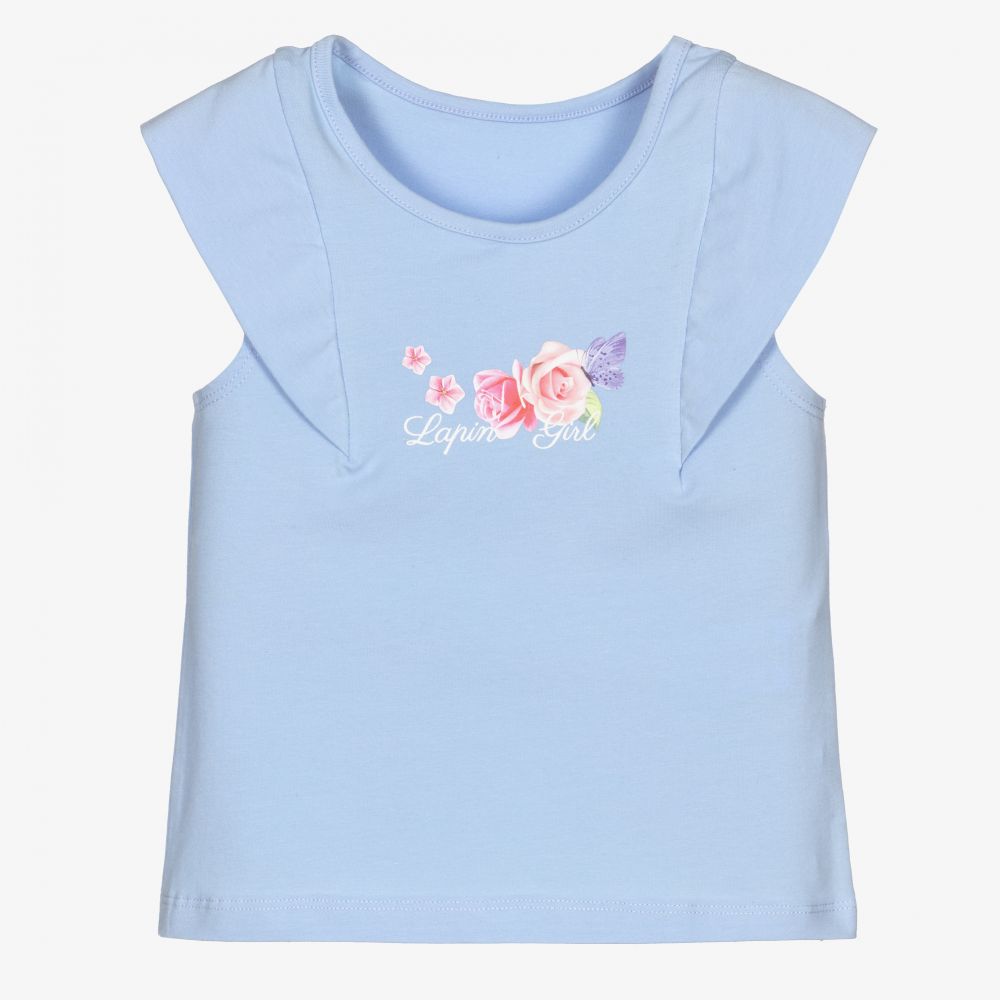 Lapin House - Girls Blue Logo T-Shirt | Childrensalon