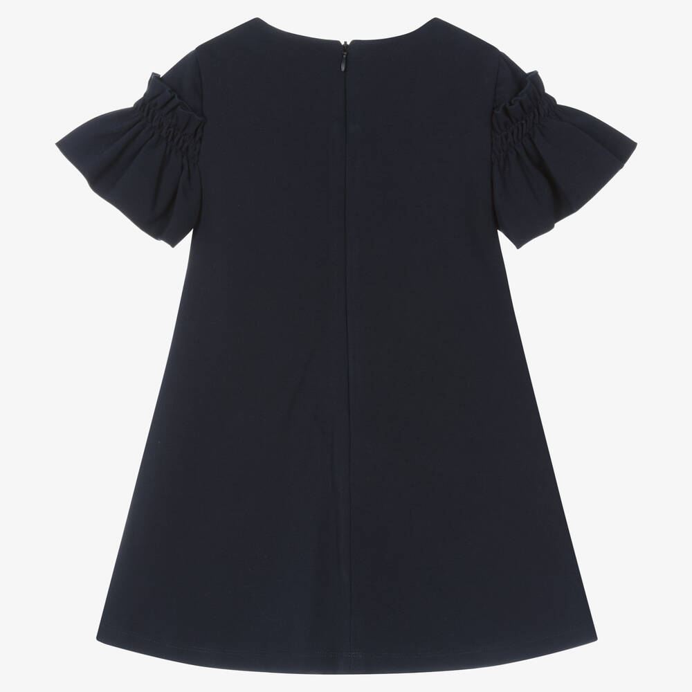 Lapin House-Girls Blue Milano Jersey Ruffle Dress | Childrensalon Outlet
