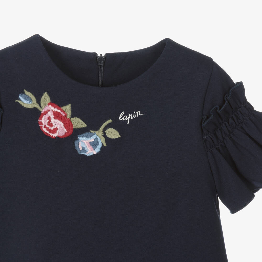 Lapin House-Girls Blue Milano Jersey Ruffle Dress | Childrensalon Outlet