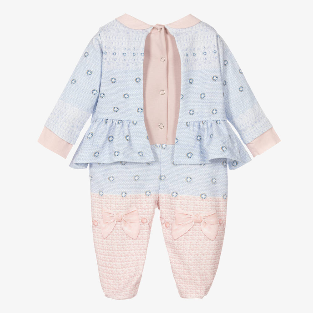 Lapin House-Girls Blue & Pink Cat Babygrow | Childrensalon Outlet