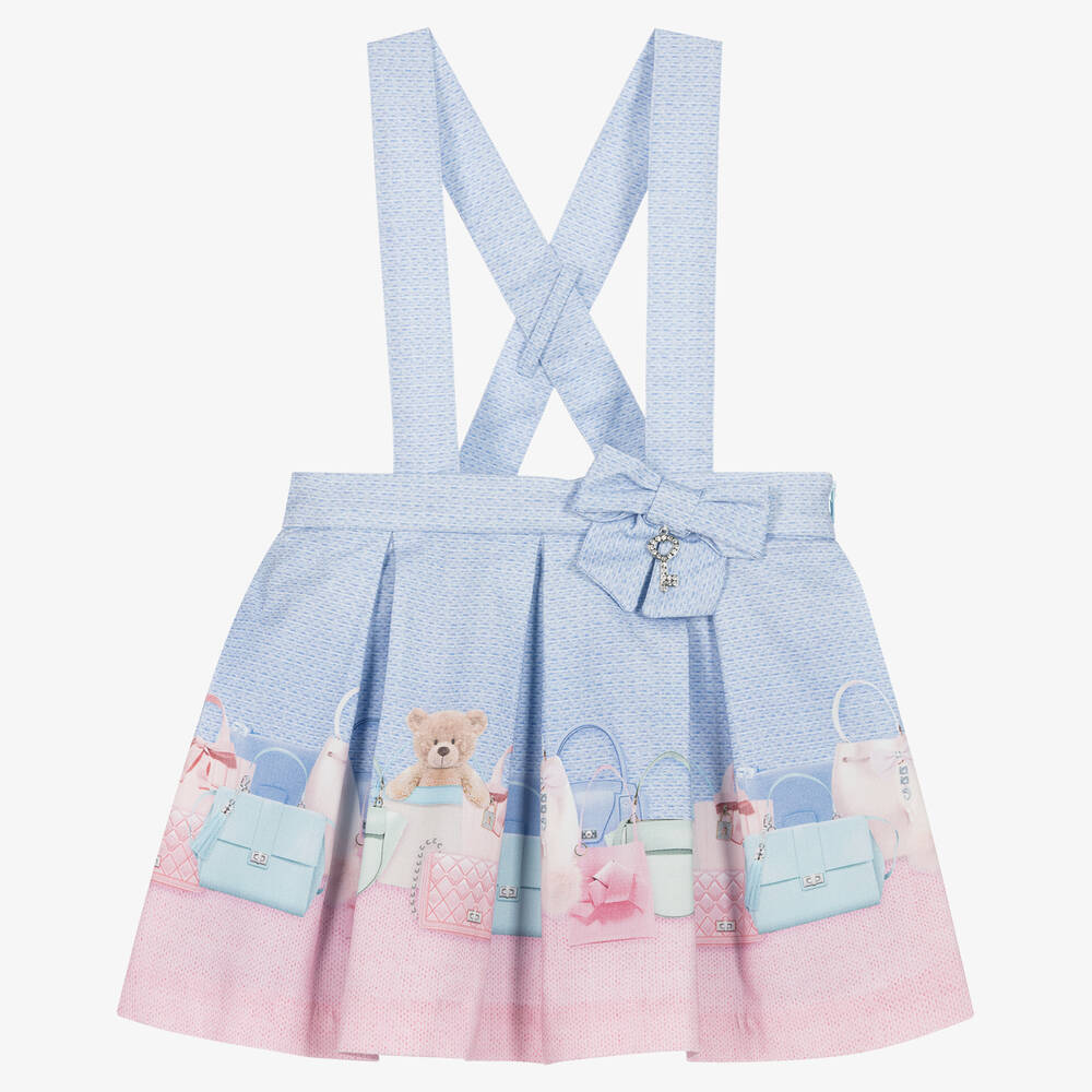 Lapin House - Baumwollkleid in Blau und Rosa mit Bärenmotiv für Mädchen | Childrensalon