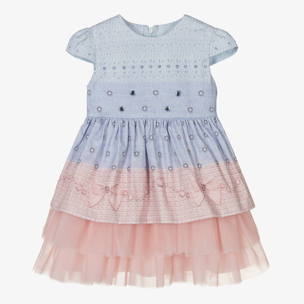 Lapin House - Robe bleue et rose tulle Fille | Childrensalon