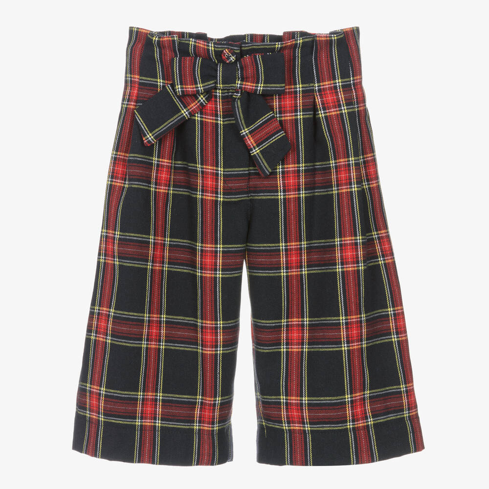 Lapin House - Girls Blue & Red Cotton Tartan Culottes | Childrensalon