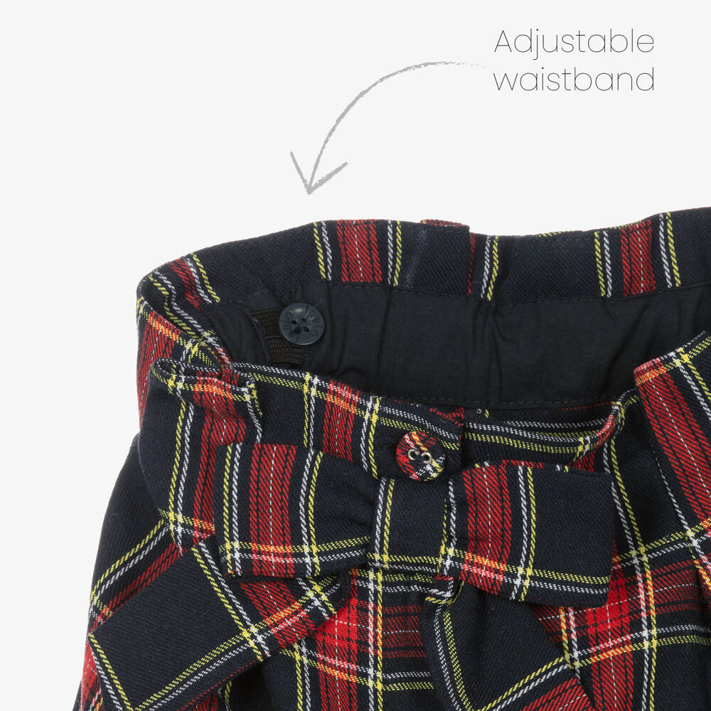 Lapin House-بنطلون كولوت تارتان قطن تويل لون كحلي وأحمر للبنات | Childrensalon Outlet