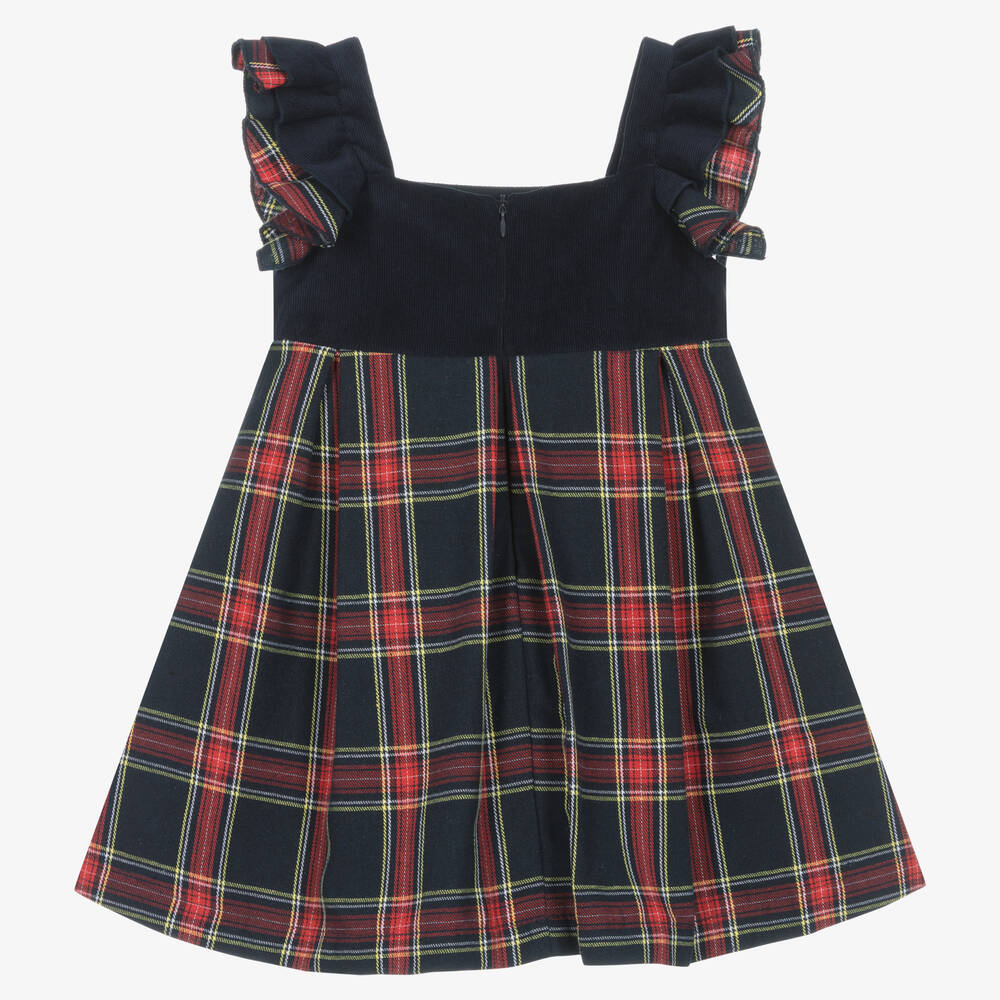 Lapin House-Girls Blue & Red Cotton Tartan Dress | Childrensalon Outlet