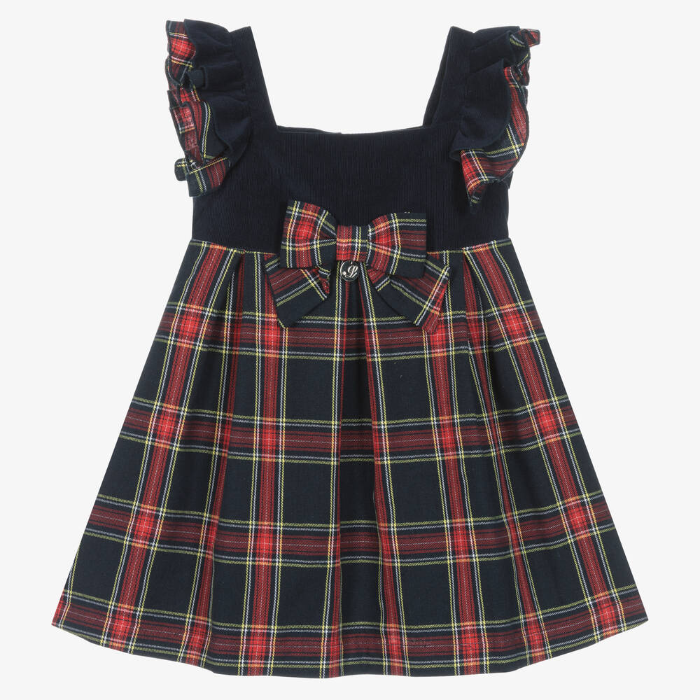 Lapin House - Robe tartan bleu et rouge en coton | Childrensalon