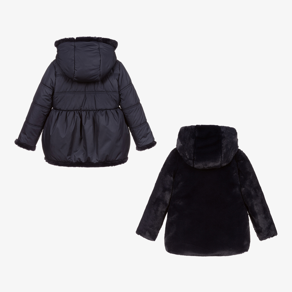Lapin House-Синее двустороннее пальто для девочек | Childrensalon Outlet