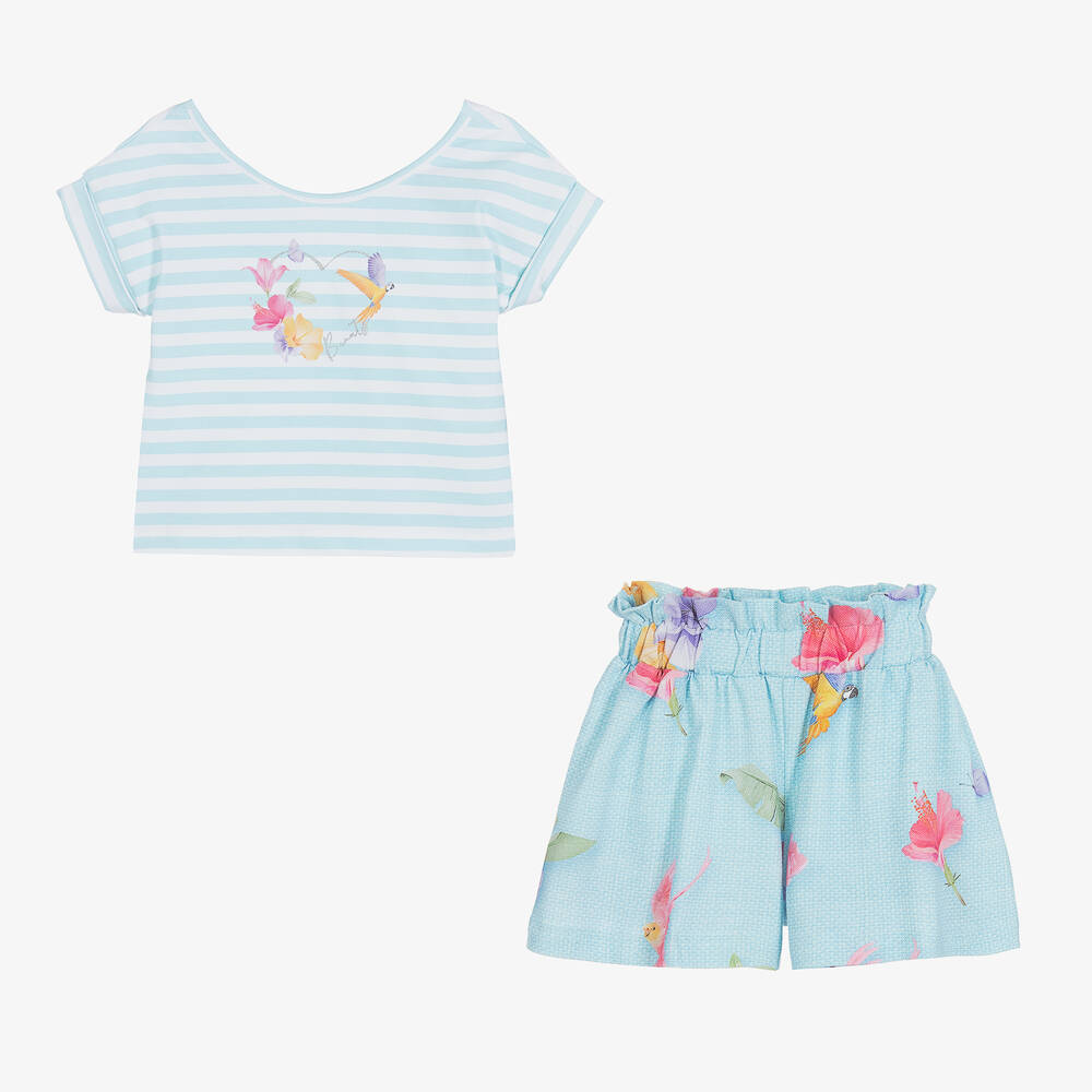 Lapin House-Топ в голубую полоску и шорты с цветами | Childrensalon Outlet