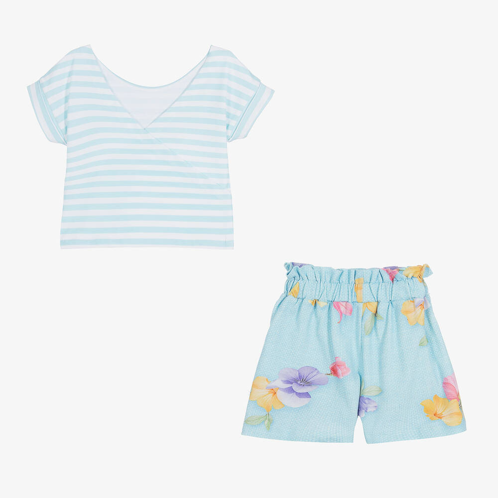 Lapin House-Топ в голубую полоску и шорты с цветами | Childrensalon Outlet