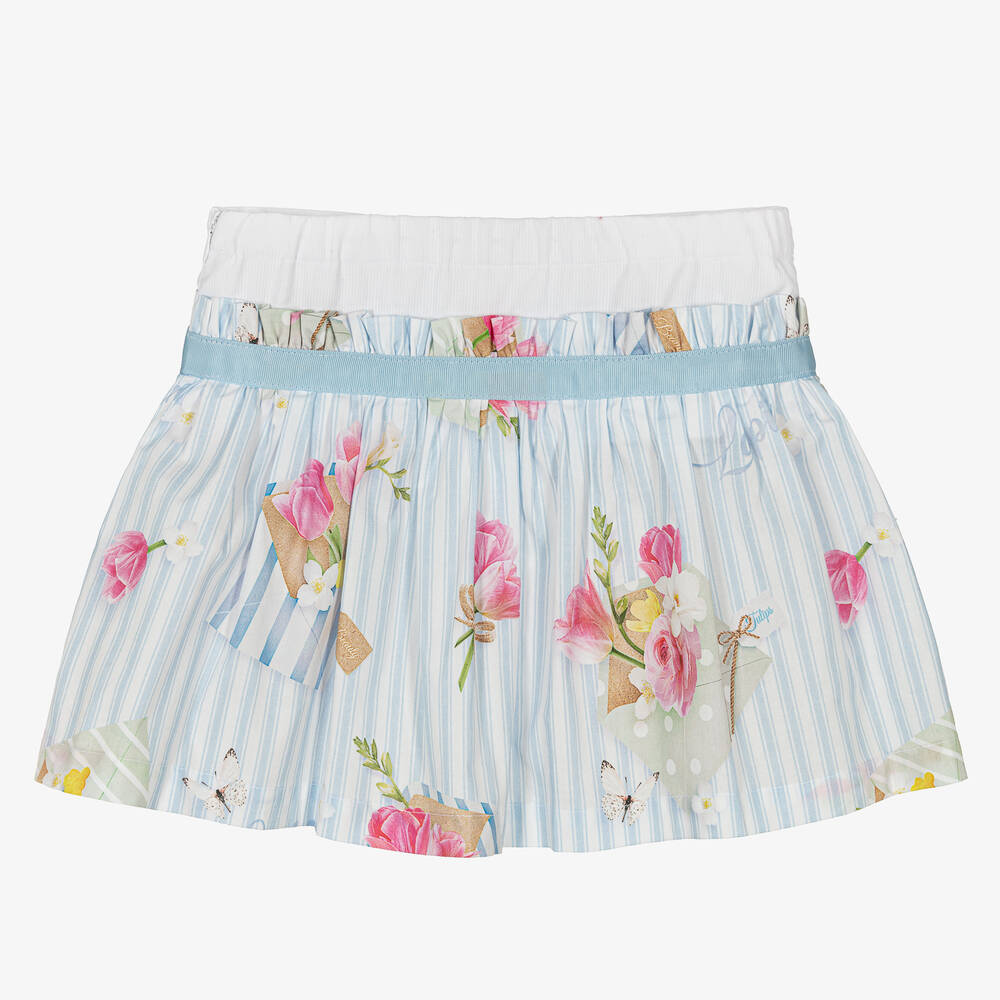 Lapin House-Girls Blue Striped Floral Skirt | Childrensalon Outlet