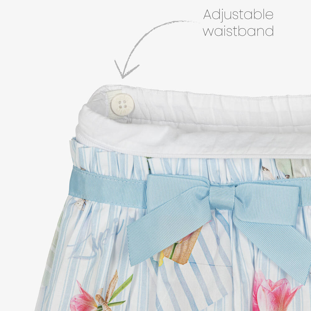 Lapin House-Girls Blue Striped Floral Skirt | Childrensalon Outlet