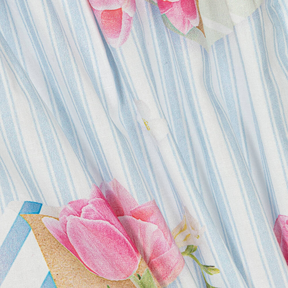 Lapin House-Girls Blue Striped Floral Skirt | Childrensalon Outlet