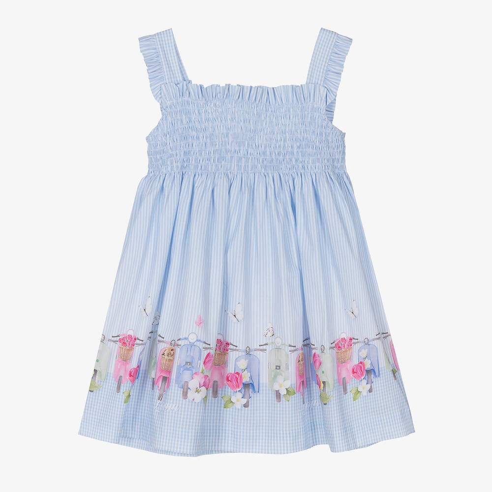 Lapin House - Girls Blue Striped & Gingham Dress | Childrensalon