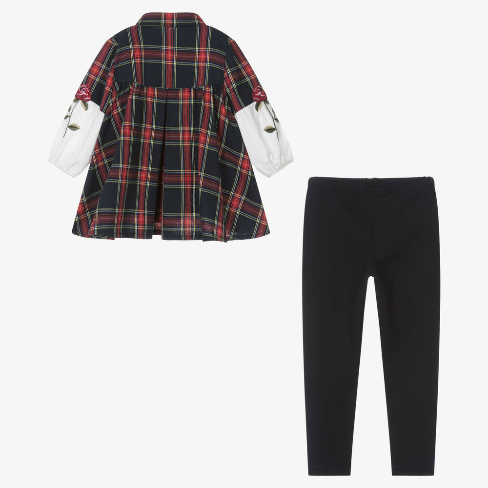 Lapin House-Girls Blue Tartan Cotton Leggings Set | Childrensalon Outlet