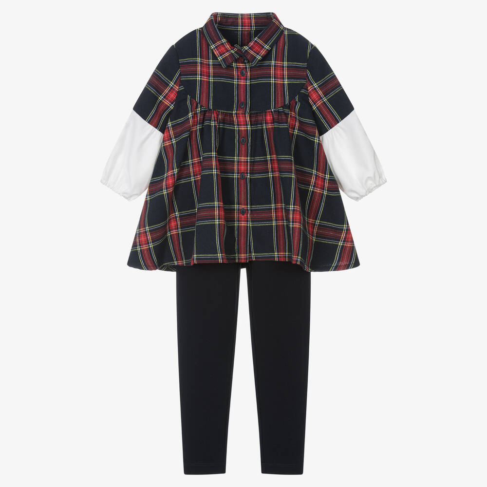 Lapin House-Girls Blue Tartan Cotton Leggings Set | Childrensalon Outlet