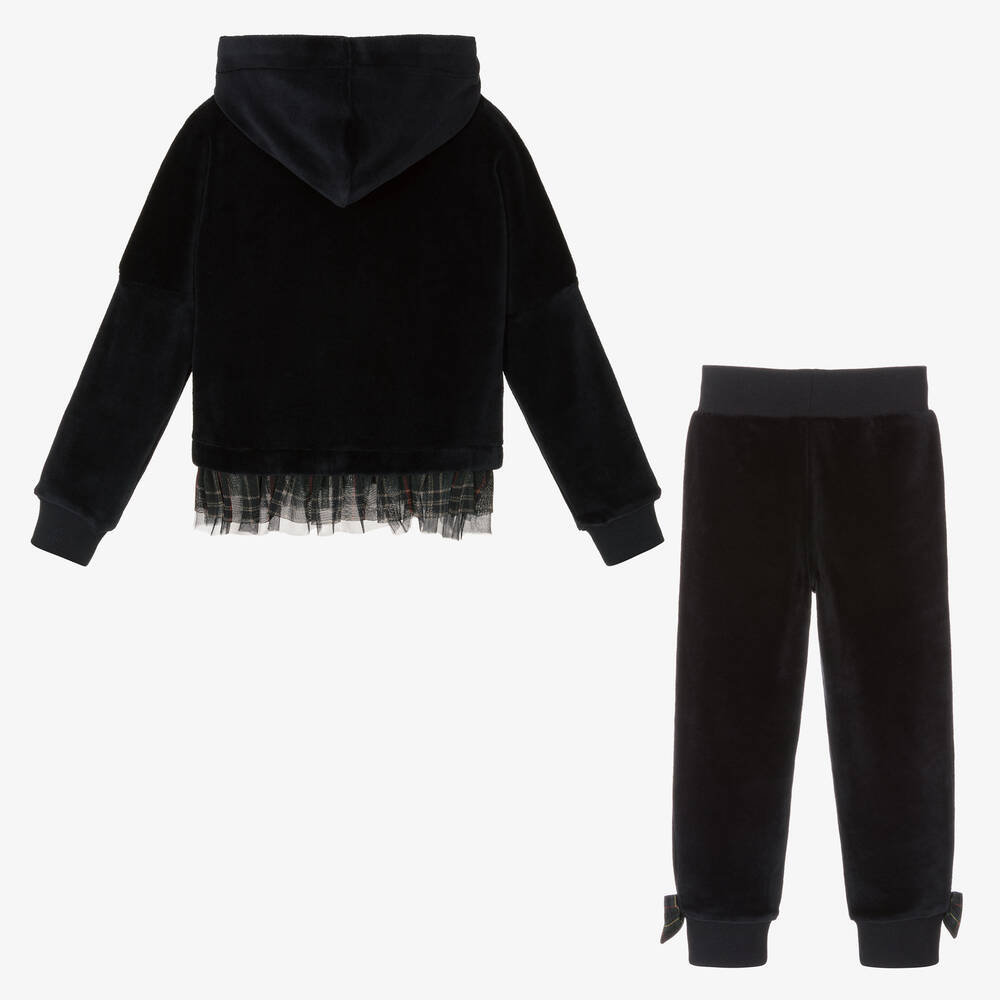Lapin House-Girls Blue Velour Tracksuit | Childrensalon Outlet