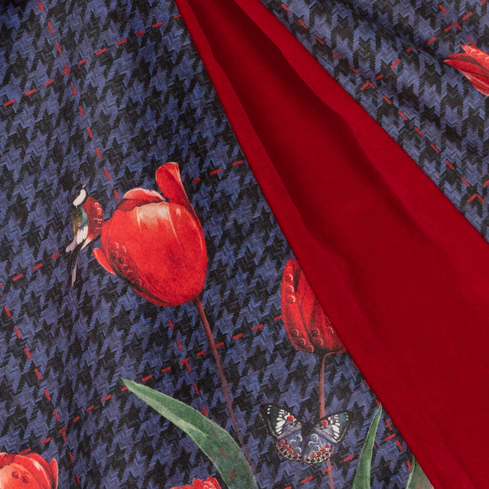 Lapin House-Girls Blue Velvet Houndstooth Dress | Childrensalon Outlet