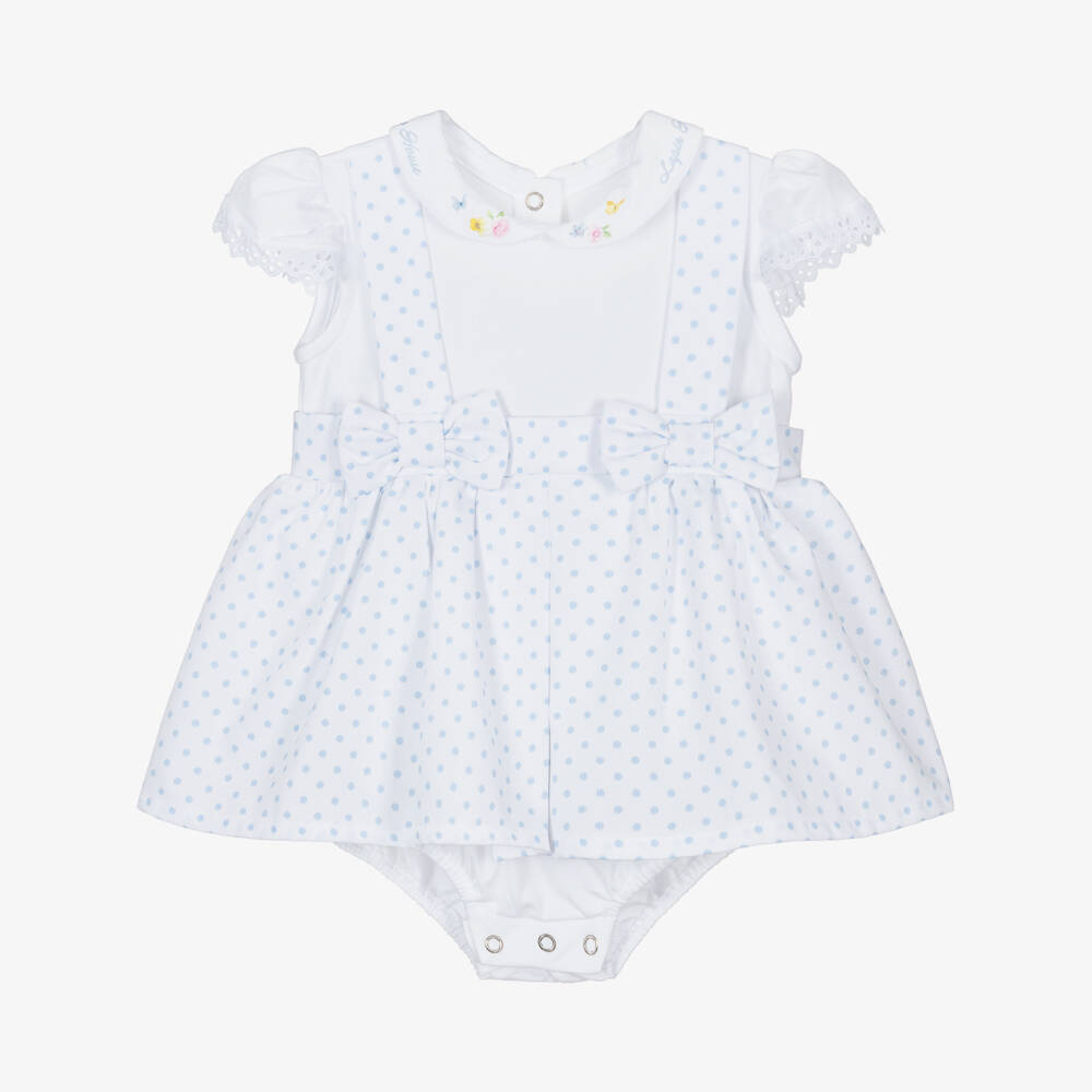 Lapin House-فستان الفرح الأزرق والأبيض للبنات | Childrensalon Outlet