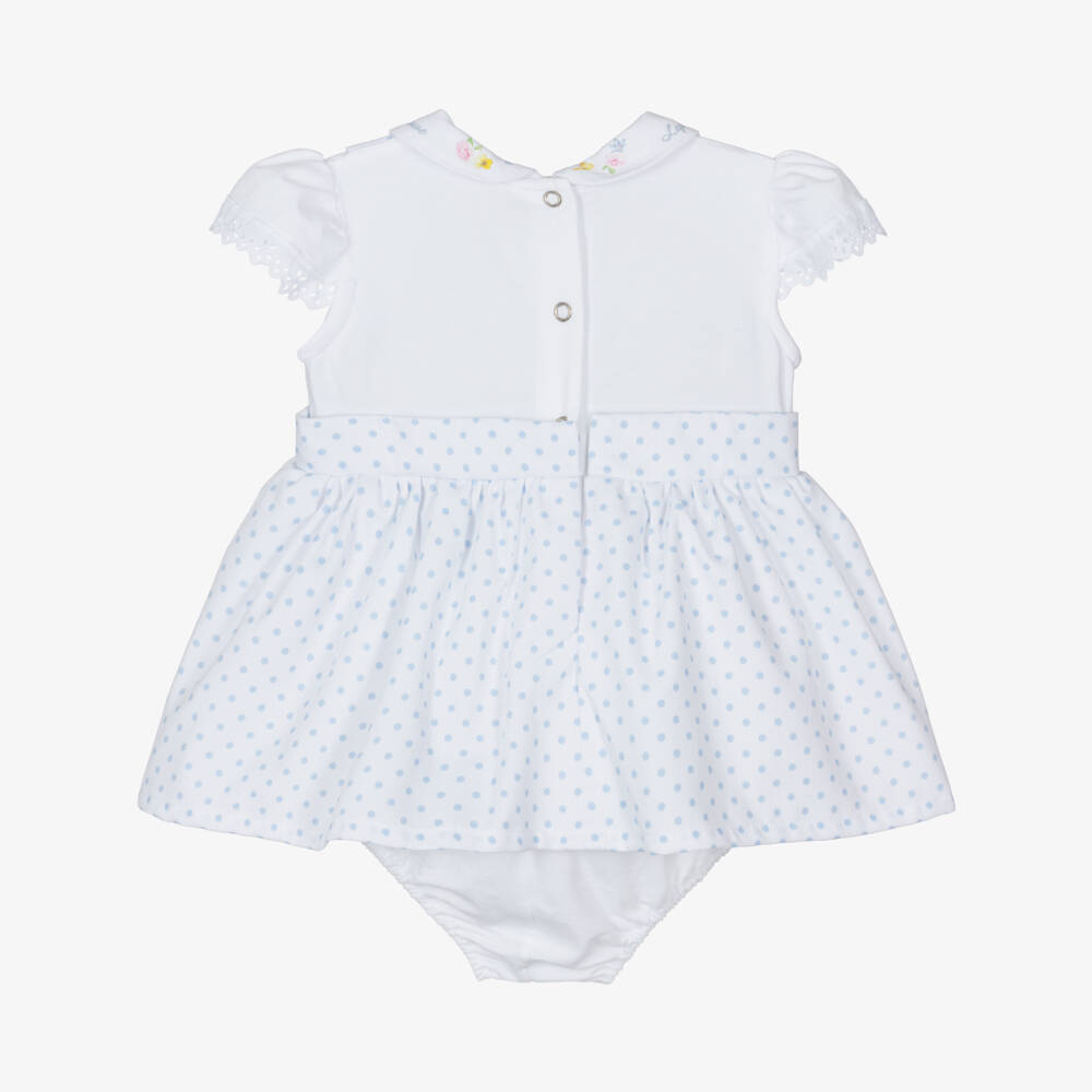 Lapin House-Girls' Blue & White Dotty Delight Dress | Childrensalon Outlet
